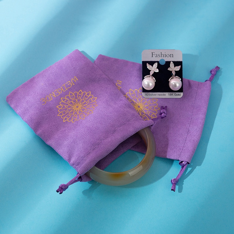 custom jewelry pouch with logo for rings necklaces bracelets and watches, suede-look jewelry pouch for rings and bracelets