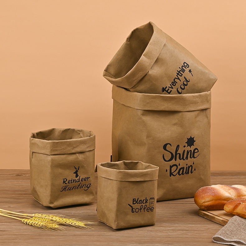 custom washable kraft paper bag with logo for eco retail packaging, reusable kraft paper gift bag for retail packaging