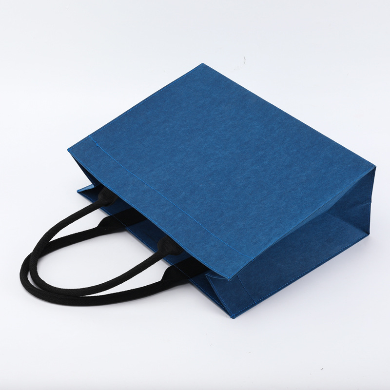 Washable kraft paper tote bag with custom logo for eco retail packaging